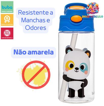 Imagem de Garrafinha Infantil Tritan Buba Zoo Animais Panda 450ml Canudo Silicone Retrátil Bebê Água Suco 