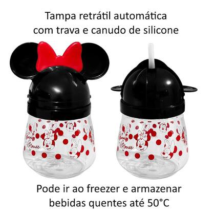 Imagem de Garrafinha Lúdica Minnie 1.1 Litros Hidratação com Orelhas Retrátil com Canudo