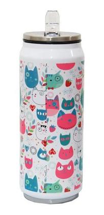 Imagem de Garrafinha Squeeze Parede Dupla Inox C/ Canudo 360ml Coruja