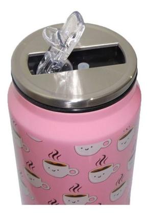 Imagem de Garrafinha Squeeze Parede Dupla Inox C/ Canudo 360ml Coruja