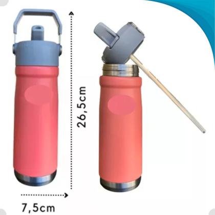 Imagem de Garrafinha Térmica Infantil 610ml Aço Inoxidável Ideal Para Água e Alimentos Com Isolamento Eficiente Com Garantia