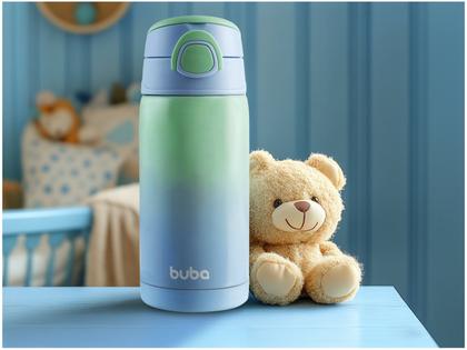Imagem de Garrafinha Térmica Infantil Degradê Azul Aço Inox 400mL