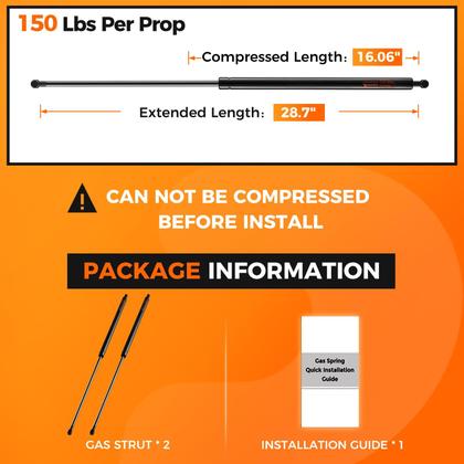 Imagem de Gas Strut PAMAGOO PM3990 28 cm 68 kg Gas Shock, pacote com 2