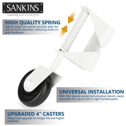 Imagem de Gate Caster SANKINS Spring Loaded 4 polegadas, capacidade de 100 kg, branco