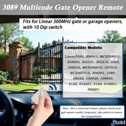 Imagem de Gate Opener Remote jiuoici atualizado para o pacote Linear 3089 com 3