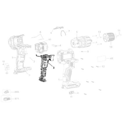 Imagem de Gatilho Chave Interruptor para Parafusadeira e Furadeira Dewalt DCD7781 NA574725