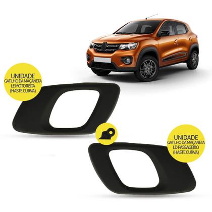 Imagem de Gatilho Maçaneta Interna da Porta Dianteira Traseira Preto Haste Curvada Renault Kwid 2016 2017 2018 2019 2020 2021
