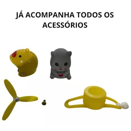 Imagem de Gato Gatinho Guidao Bike Moto Luzes Som Buzina Capacete Fofo Motocicleta Sinalizaçao Passeio Bicicleta Segurança Led