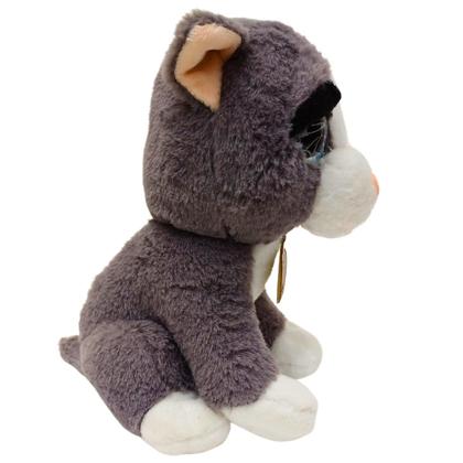 Imagem de Gato Gatinho Pelúcia Olho Vidro Brilhante Macio Fofinho 20cm