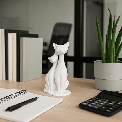 Imagem de Gatos sentados brancos 3D - 20 cm