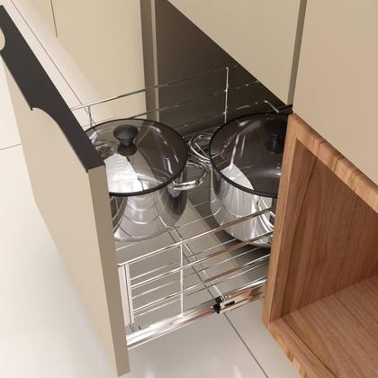 Imagem de Gaveta Aramada Deslizante 34,5cm com Corrediças Largas Fruteira Cozinha Cromada Dimec