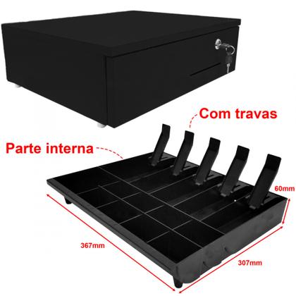 Imagem de Gaveta Caixa Dinheiro Registradora Segurança Manual C/ Chave Preta