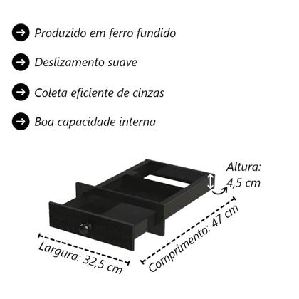 Imagem de Gaveta Cinzeiro Em Ferro Tijolinho Libaneza 47x32,5x4,5 Cm