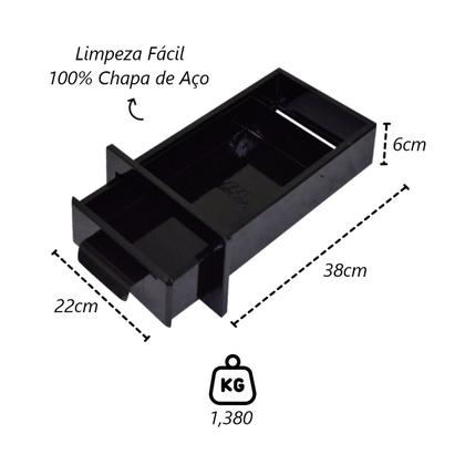 Imagem de Gaveta Cinzeiro Lareira Chapa de Aço Preta Popular 38x22x6cm