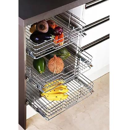 Imagem de Gaveta Fruteira Multiuso Inox 470x110x450mm com Corrediça Telescópica 3381 Jomer
