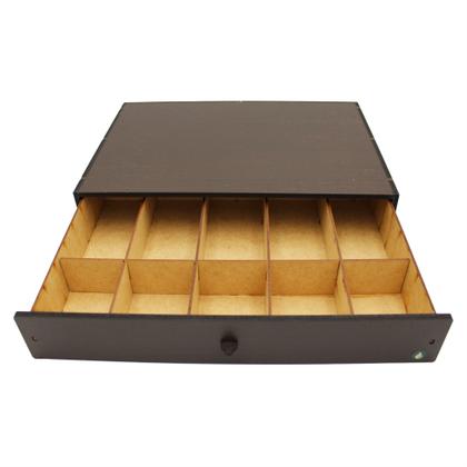 Imagem de Gaveta Organizadora Dinheiro MDF Pintado 10 Compartimentos Cédulas Moedas Comércio Uso Pessoal