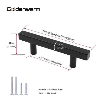Imagem de Gaveta Pulls Goldenwarm LSJ22BK76 Black 76 mm, furo, pacote com 25