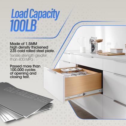 Imagem de Gaveta Slides, extensão completa BAIDICE, 100 libras, carga, 60 cm, prata