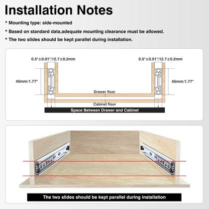 Imagem de Gaveta Slides, extensão completa BAIDICE, 100 libras, carga, 60 cm, prata
