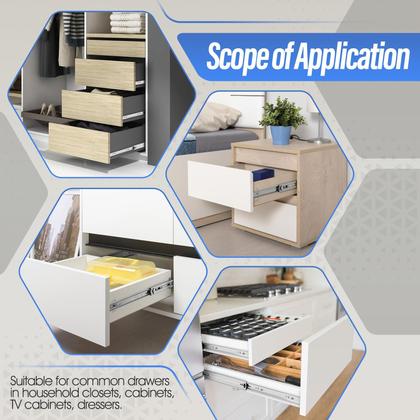 Imagem de Gaveta Slides, extensão completa BAIDICE, 100 libras, carga, 60 cm, prata