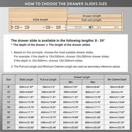 Imagem de Gaveta Slides, extensão completa BAIDICE, 100 libras, carga, 60 cm, prata