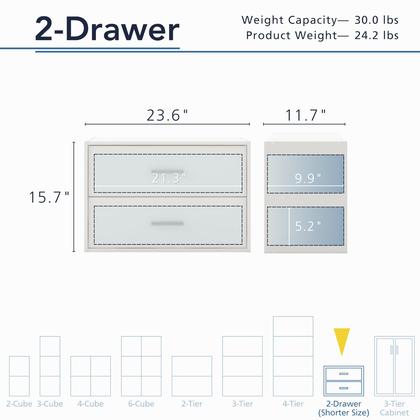 Imagem de Gavetas de armazenamento HOMES: INSIDE + OUT Apexa 2 gavetas brancas