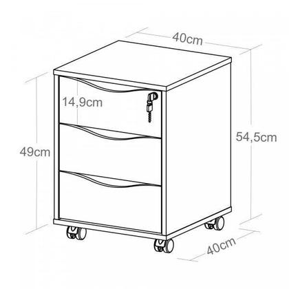 Imagem de Gaveteiro 3 Gavetas com Chave Face Home Office
