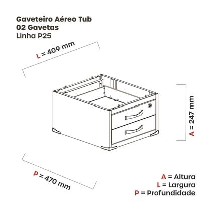 Imagem de Gaveteiro Aéreo 2 Gavetas GA02P25TUB Branco/Nogueira Casablanca