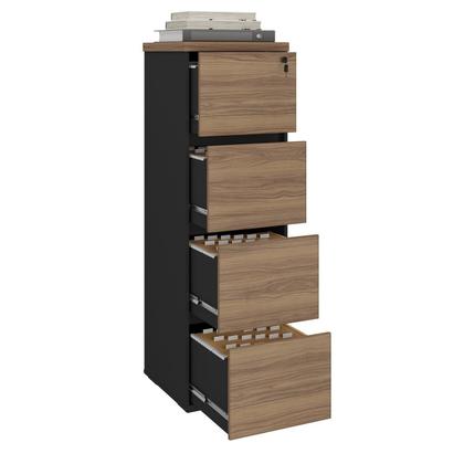 Imagem de Gaveteiro Alto Arquivo para Pasta Suspensa com Chave, para Escritório e Recepção Nogal/Preto Artany