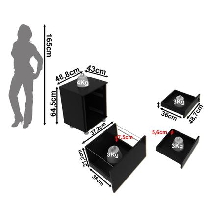 Imagem de Gaveteiro Arquivo 48,8x64,5cm com Chave e Rodízio ME4148