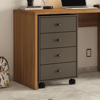 Imagem de Gaveteiro Auxiliar Office Escritório Home Office 4 Gavetas Com Rodízios EdeCasaMóveis
