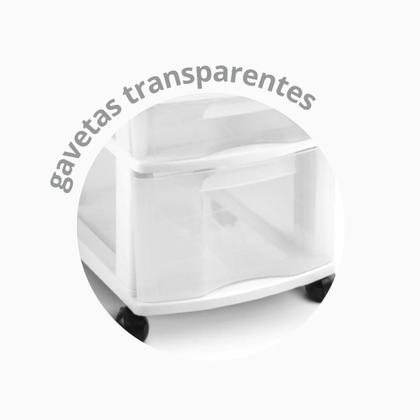 Imagem de Gaveteiro Branco com 3 Gavetas Transparentes Stylo 596