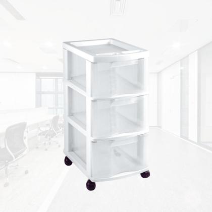 Imagem de Gaveteiro Branco com 3 Gavetas Transparentes Stylo 596