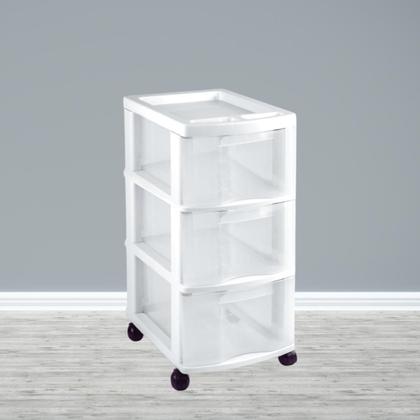 Imagem de Gaveteiro Branco com 3 Gavetas Transparentes Stylo 596