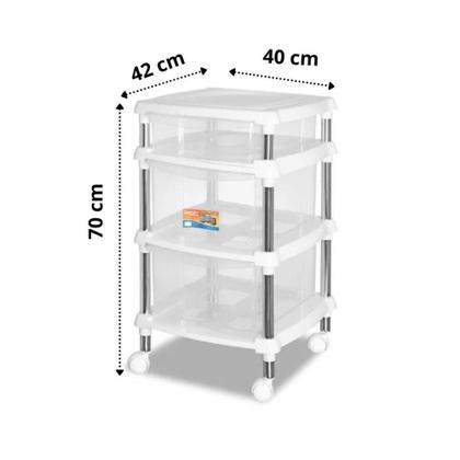 Imagem de Gaveteiro com Rodinhas Plástico Branco 619-4 - Niquelart