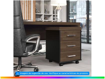 Imagem de Gaveteiro com Rodízios 3 Gavetas Charuto/Preto 006089 - Artany