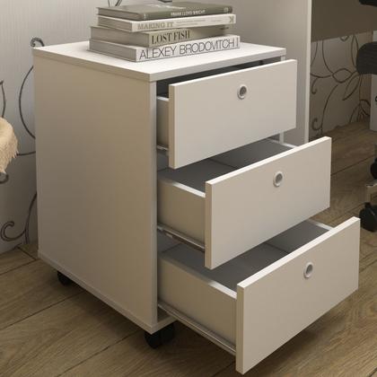 Imagem de Gaveteiro com Rodízios New 3 Gavetas Branco - Artany