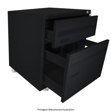 Imagem de Gaveteiro de Aço Preto c/Rodinhas 2 Portas Laranjas W3 10087