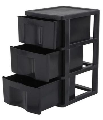 Imagem de Gaveteiro De Chão 3 Gavetas 56x33x38cm Plástico Preto 