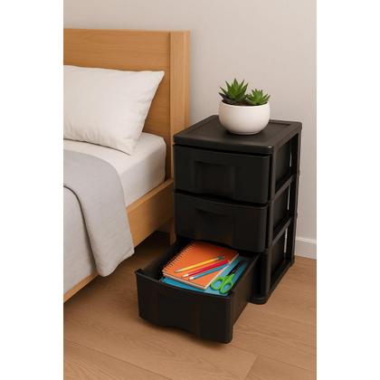 Imagem de Gaveteiro de Chão com 3 Gavetas Organizador Multiuso para Quarto Escritório e Cozinha