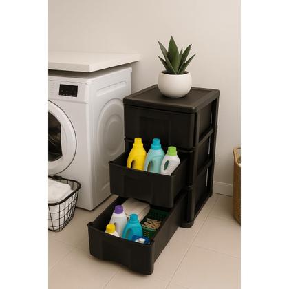 Imagem de Gaveteiro de Chão com 3 Gavetas Organizador Multiuso para Quarto Escritório e Cozinha