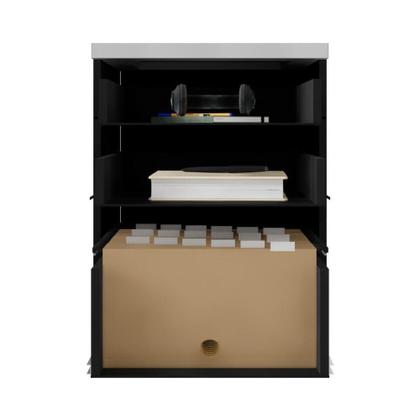 Imagem de Gaveteiro De Escritório 46cm Com Chave 3 Gavetas E Rodízios Multimóveis Cr25302 Cinza Preto