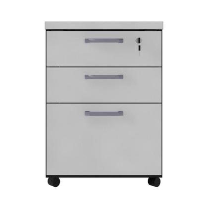 Imagem de Gaveteiro De Escritório 46cm Com Chave 3 Gavetas E Rodízios Multimóveis Cr25302 Cinza Preto