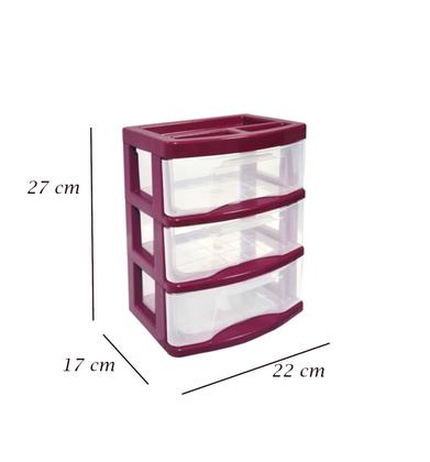 Imagem de Gaveteiro De Mesa Organizador Colorido 3 Gavetas Transparentes Agraplast Cod.775