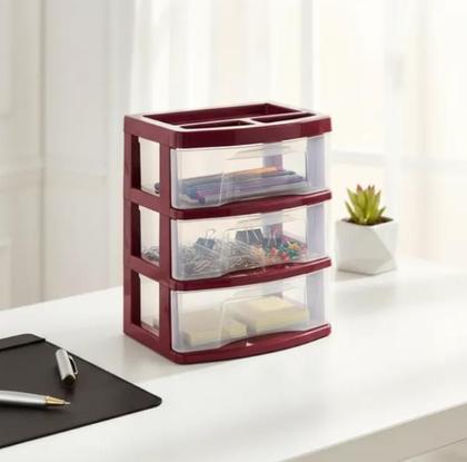 Imagem de Gaveteiro De Mesa Organizador Colorido 3 Gavetas Transparentes Agraplast Cod.775