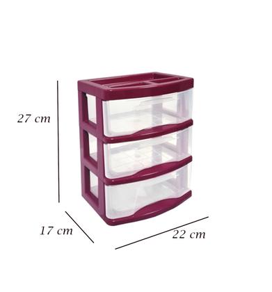 Imagem de Gaveteiro De Mesa Pequeno 3 Gavetas Transparente Agraplast