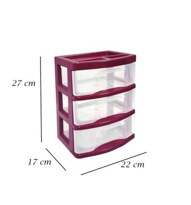 Imagem de Gaveteiro De Mesa Pequeno 3 Gavetas Transparente Agraplast