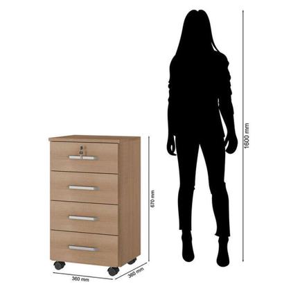 Imagem de Gaveteiro Gávea Com Chave 4 Gavetas Freijó Fosco - Móveis Leão