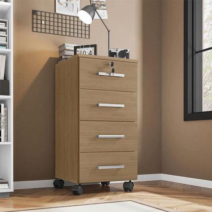 Imagem de Gaveteiro Gávea Com Chave 4 Gavetas Freijó Fosco - Móveis Leão