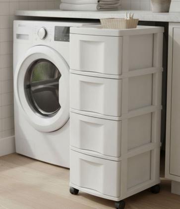 Imagem de Gaveteiro grande branco com rodinhas e 4 gavetas - 600